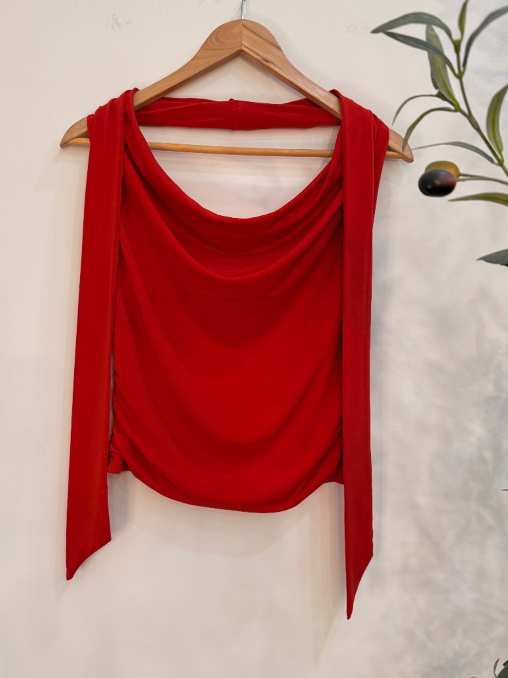 Abercrombie & Fitch Red Draped Scarf Tie Sleeveless Top Women's Medium